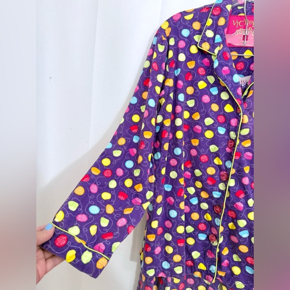 Victoria's Secret Y2K Purple Flannel Gum Drop Candy Two Piece Pajama Set Size S - Picture 4 of 13